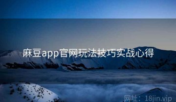 麻豆app官网玩法技巧实战心得
