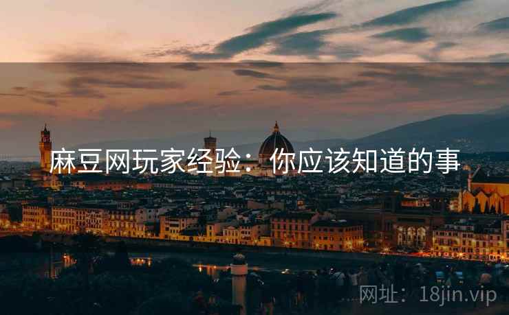 麻豆网玩家经验：你应该知道的事