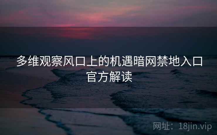 多维观察风口上的机遇暗网禁地入口官方解读