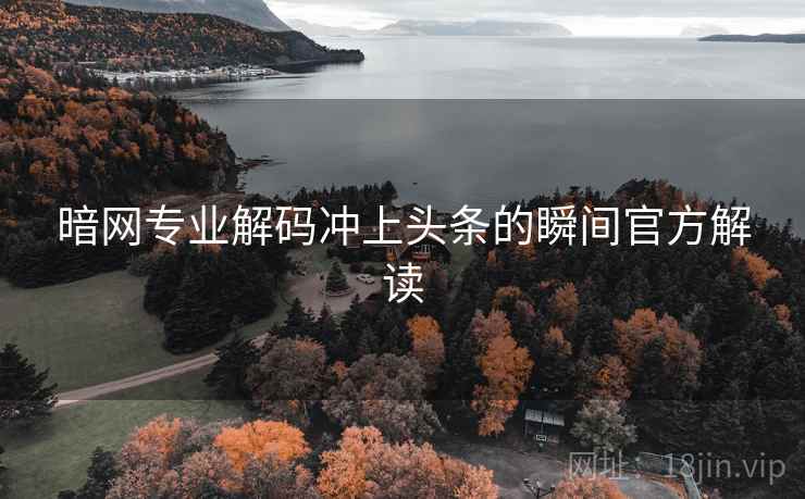 暗网专业解码冲上头条的瞬间官方解读